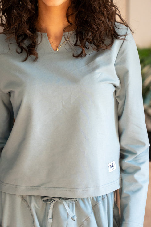 Women Fall Pajama Set Dusty Blue sweatshirt + pants